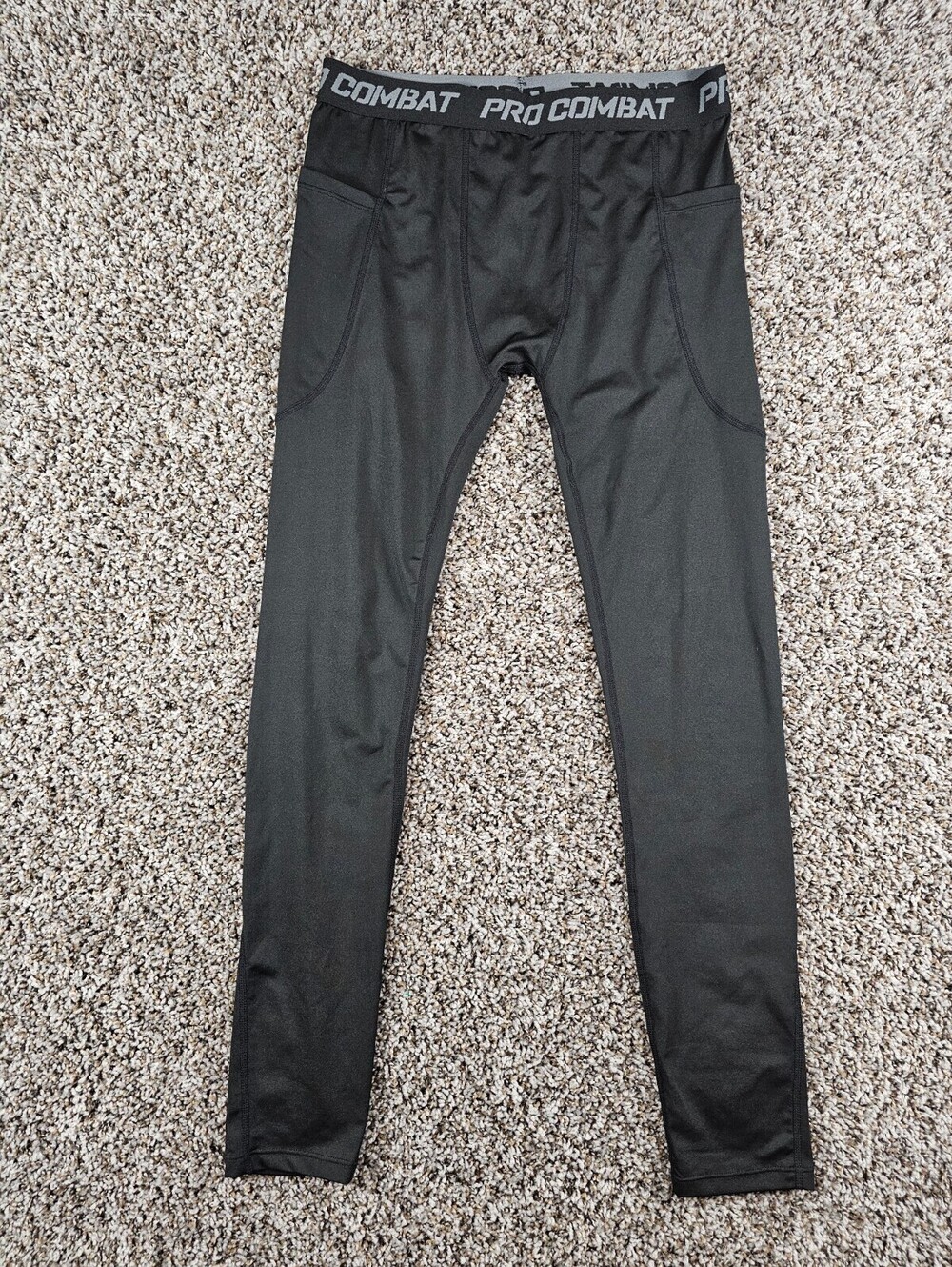 Nike Pro Combat Womens Sz M Compression Athletic Leggings Black w/ Pockets